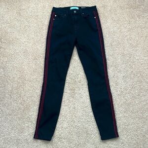 7 For All Mankind The High Waist Ankle Skinny Black Racerstripe Jeans